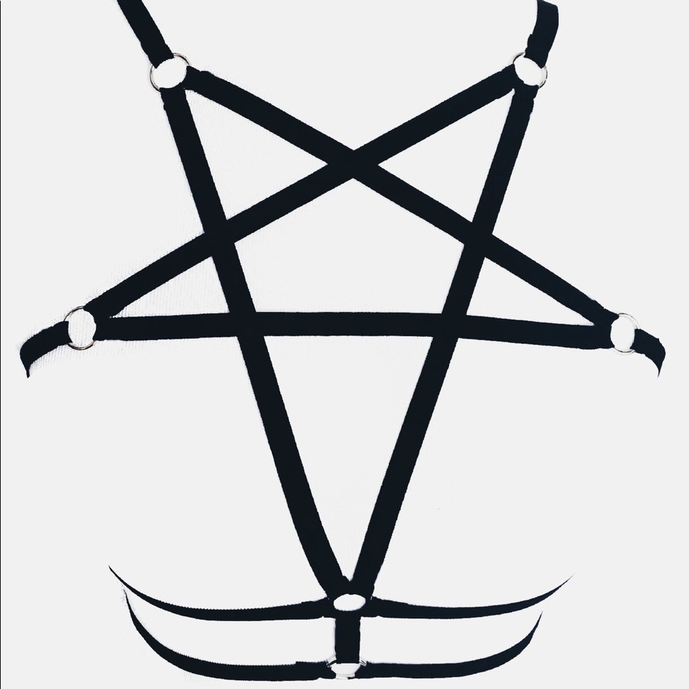 RESTOCKED 🦇 Black Star Cage Strap Harness Bra Top - Picture 2 of 4